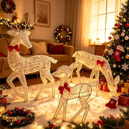 🦌 50% korting! Verlichte kerst rendierfamilie – 3 delen, strik met LED-verlichting & stevig smeedijzer. Binnen & buiten – breng warme kerstsfeer in huis! ✨🎄
