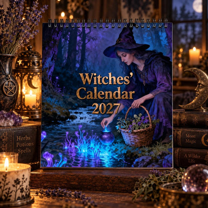Heksenkalender 2027 Wandkalender – 12 Maanden Mystieke Heksenkalender, Betoverd Bos Wandplanner voor Wicca, Hekserij & Magieliefhebbers
