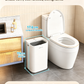 Geïntegreerde toiletborstel en afvalemmer alles-in-1 badkamer set, automatische deksel, wegwerpbare antibacteriële borstelkoppen met ingebouwde reiniger, 360° draaibaar, compact ruimtebesparend toilet accessoire