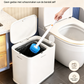 Geïntegreerde toiletborstel en afvalemmer alles-in-1 badkamer set, automatische deksel, wegwerpbare antibacteriële borstelkoppen met ingebouwde reiniger, 360° draaibaar, compact ruimtebesparend toilet accessoire
