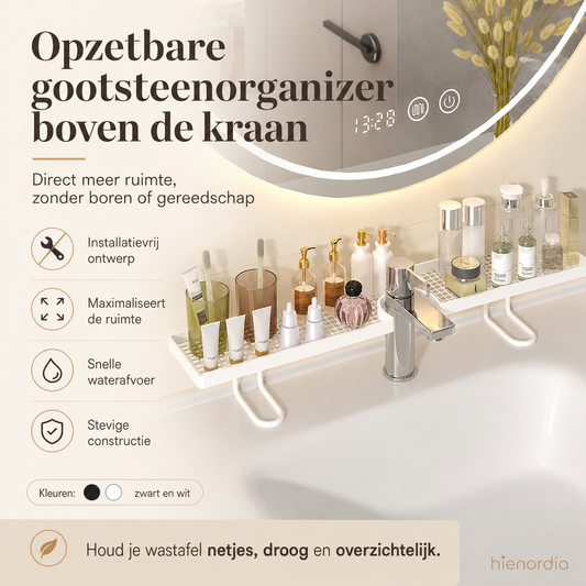 Opzetbare gootsteenorganizer boven de kraan