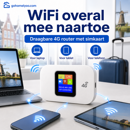 Geen vaste lijn nodig｜Mobiele WiFi-router met scherm en simkaart