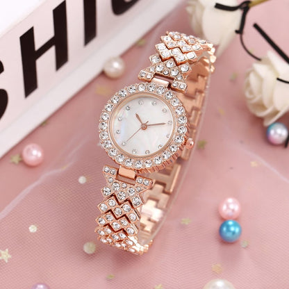 🎁Exquisite Crystal-Studded Ladies' Watch with Bracelet