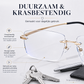 Modieuze HD-bril zonder montuur (met geslepen rand) en blauwlichtfilter (0°), voorzien van glazen van natuurlijk kristal.