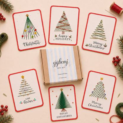🎄 🧵Merry & Bright DIY Kerstkaartenset – Maak Prachtige Handgemaakte Kerstkaarten ✨