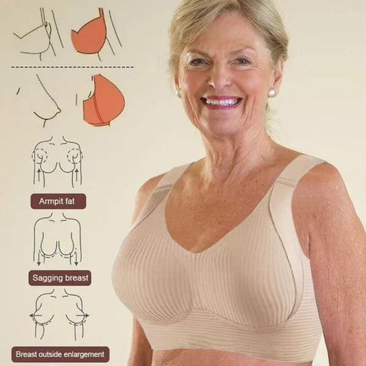 🎁Koop 1, krijg 2 gratis 💕Geribbelde zijden push-up bh voor dames zonder stalen ring, verstelbaar🌸
