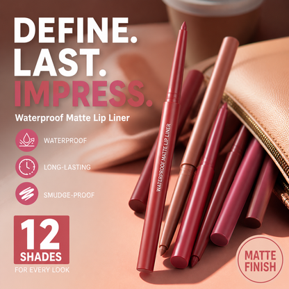 ⏰ 50% KORTING – LAATSTE KANS ⏰ Waterproof matte lipliner-set – 12 kleuren, veegvast, langhoudend en compact 🔥