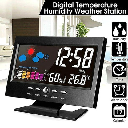 🎄Kerstuitverkoop 50% KORTING🔥Digitale LED Temperatuur Vochtigheidsmonitor Weersvoorspelling LED Tafelwekker🔥