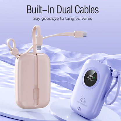 10000mAh Slanke Powerbank Met Ingebouwde Kabel