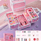 💖 LIMITED-TIME 50% OFF! Kids Princess Makeup Kit for Girls, Safe Washable Cosmetic Toy Set with Storage Case