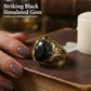 ⏳Tijdelijk 50% korting💥Vintage ring met zwarte imitatie-edelsteen en gravures