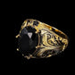 ⏳Tijdelijk 50% korting💥Vintage ring met zwarte imitatie-edelsteen en gravures