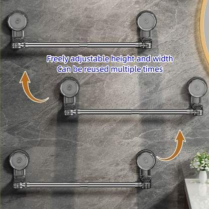 🧺🌀 Uittrekbare handdoekhouder met zuignap & wandmontage – bespaart ruimte! 🛠️✨