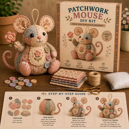 🎁2026 Nieuw binnen 50% KORTING💥【Aanbieding】DIY Patchwork Muis Naaiset | Compleet Met Stoffen & Vulmiddel