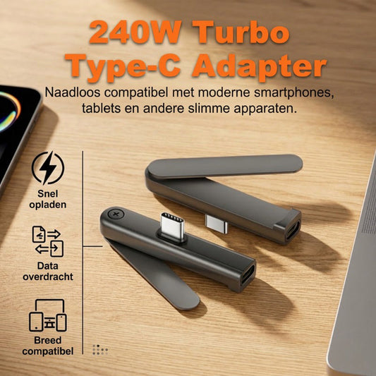 240W Snellaad Type-C-adapter met inklapbare telefoonstandaard
