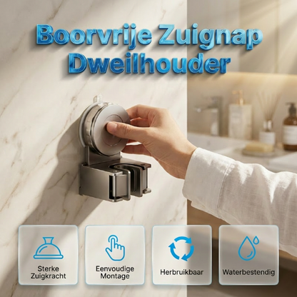 Wandgemonteerde dweilhouder met zuignap zonder boren