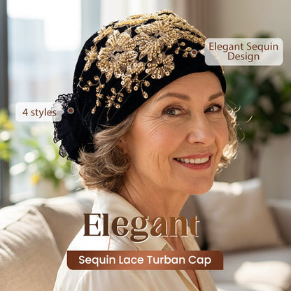 Elegante Pailletten Kant Tulband Muts