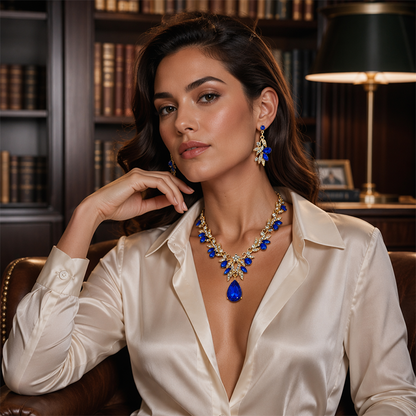 📢📢50% KORTING !! ⏰Fonkelende Traandruppel Hanger Ketting en Oorbellen Set