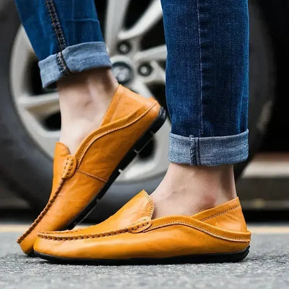 Handgemaakte Leren Loafers voor Heren in Milanese Stijl