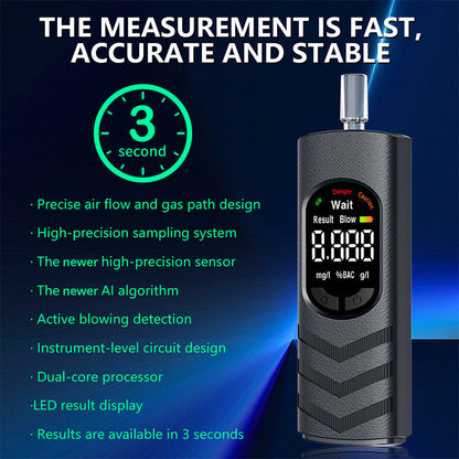 📢 -50% ! ⏰ Oplaadbare Alcoholtester – Hoge Precisie Sensor & LCD-scherm – Gesproken Melding & USB Lithiumbatterij – Zwart/Wit 🚗