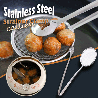 🍡NU 50% KORTING! Roestvrijstalen Olie-Lek Zeefklem – 2-in-1 Filterlepél & Voedseltang, Multifunctionele Keuken Schuimspaan Tang voor Frituren van Gehaktballen, Diepvriezen & Olie Filteren