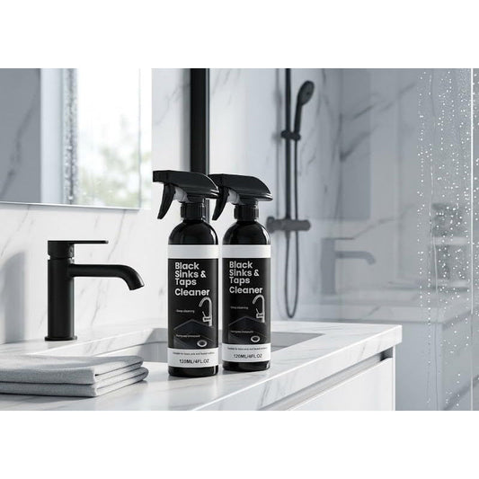 🚿NU 50% KORTING! Kalkverwijderaar Spray voor Zwarte Wastafels & Kranen, Hardnekkige Watervlekken Verwijderaar, Schrobvrije Badkamerreiniger voor Kranen, Wastafels & Doucheoppervlakken