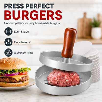 Burgerpers met Houten Handgreep