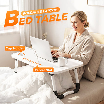 Opvouwbare laptoptafel voor bed met bekerhouder