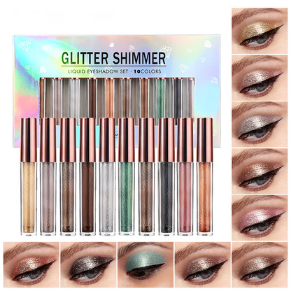 Set vloeibare glitteroogschaduw in 10 kleuren