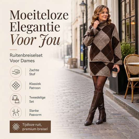 ✨ Nieuwe Look 💫 Dames Geruite Gebreide Trui en Rok Set – Comfortabel Stijlvol & Perfect Voor Herfst