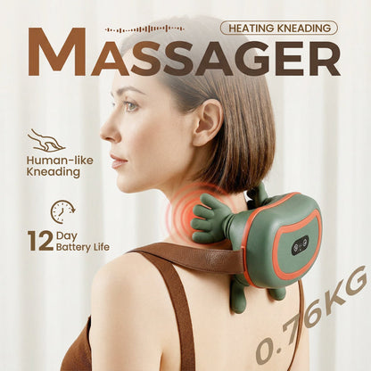 4D Draagbaar Nek- en Schoudermassageapparaat met Warmte🔥 Geniet van een massage, verbrand vet en verlicht nekpijn en spanning ✨