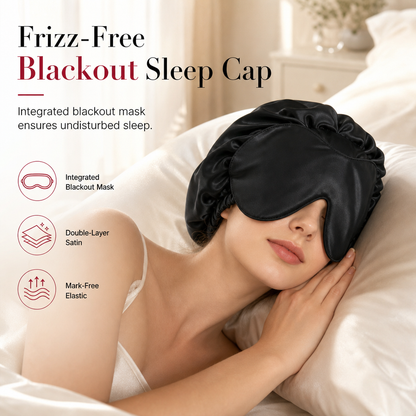2-in-1 Satijnen slaapmuts met slaapmasker voor dames