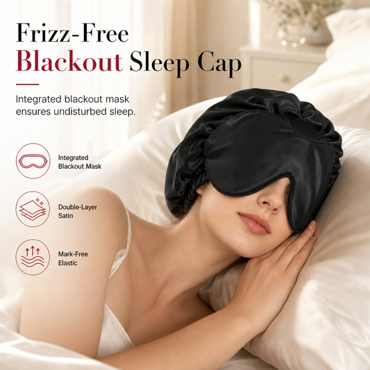 2-in-1 Satijnen slaapmuts met slaapmasker voor dames