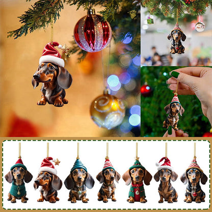 7-delige Kerstboomversiering - Hangende hondenornamenten