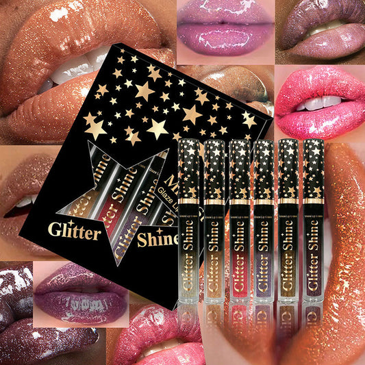 6-Delige Hydraterende Glitter Lipgloss Set