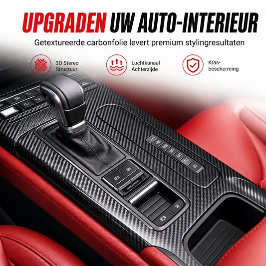 🚗 50% KORTING – Zelfklevende Carbon-Look Interieurfolie – Geef je Auto een Strakke, Sportieve & Moderne Look