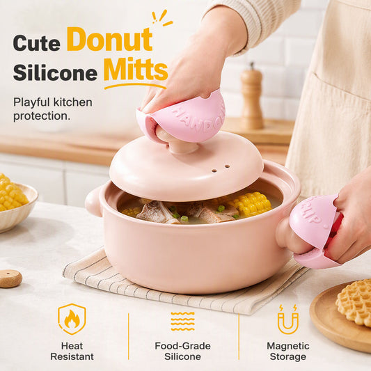 Schattige Donut Hittebestendige Siliconen Ovenwanten