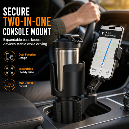 2-in-1 Bekerhouder en Telefoonhouder voor de Auto – Multifunctionele Drankhouder & Telefoonstandaard